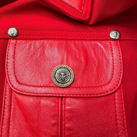 VTG Cache Red Jacket Leather Accents Womens S Rich Grandma Glam Maximalist NWT - Picture 7 of 8